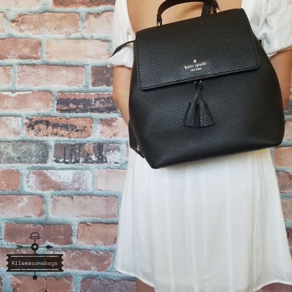 Kate spade medium Hayes flap backpack black bag - Picture 5 of 8